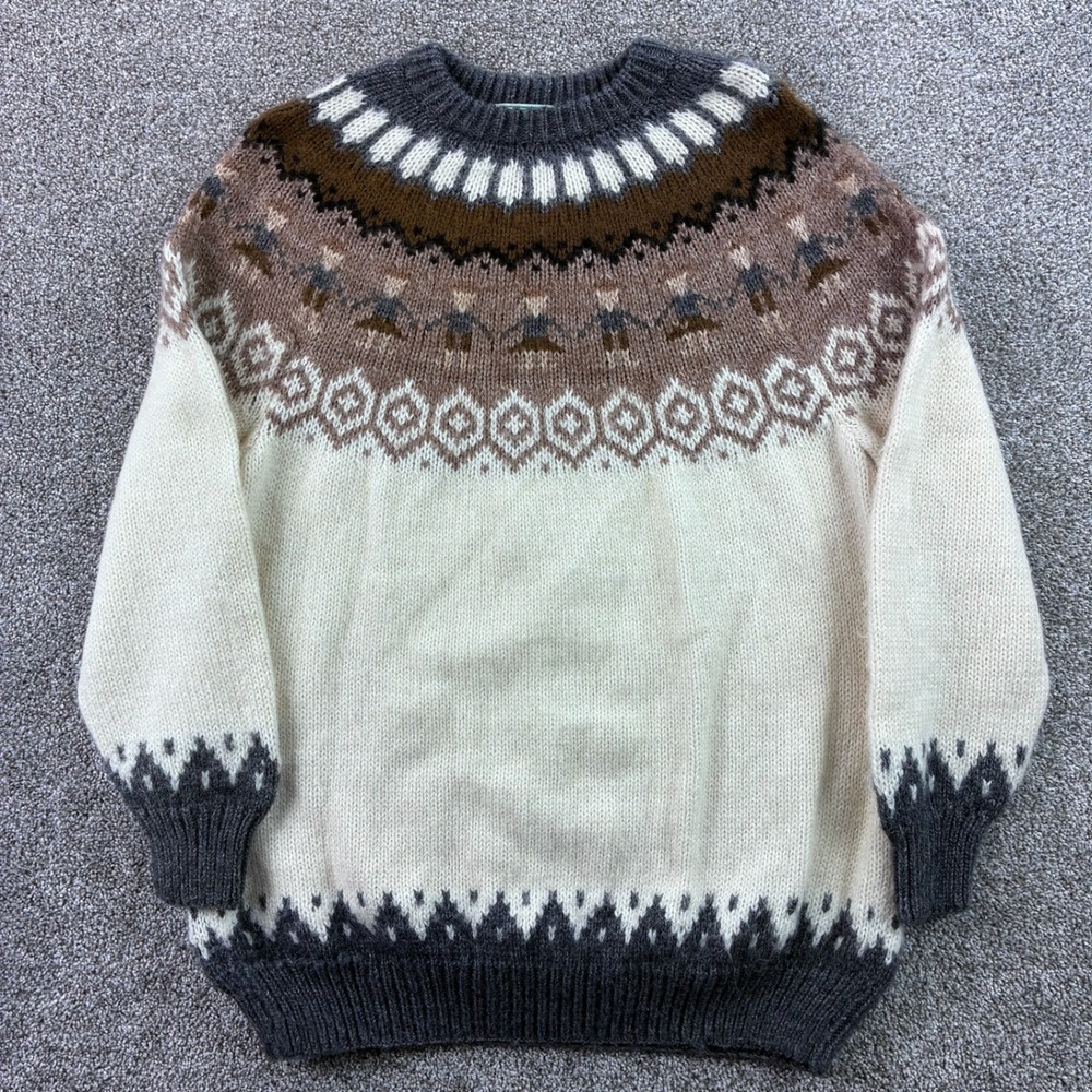 Vintage Cotton Salsa Sweater‎ Adult Medium Alpaca Hand Made Peru Fair Isle Knit